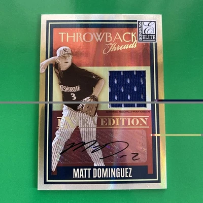 Matt Dominguez 2007 Donruss Elite Throwback Threads Auto Relic Card  LTD #11/100 - Image 1 of 3
