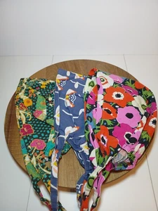 Lot Of 3 Blue Sky Floral Print Scrub Caps100% Cotton Made In USA - Picture 1 of 13