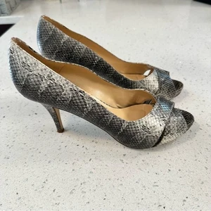 Kate Spade Snakeskin Print Heels Peep Toe Platform Size 9 - Picture 1 of 10