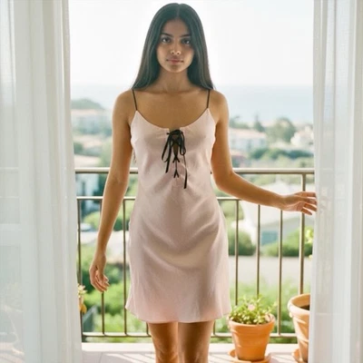 TOPSHOP ☆ шнурует вверх атласное платье ☆ размер 2 ☆ новый с Ярлыками $92.00 - Изображение 1 из 4