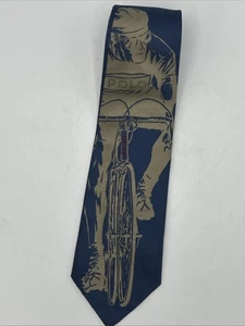 RARE POLO RALPH LAUREN Blue Handmade USA  Bike Riders Tie Men’s Vintage 3-D - Picture 1 of 10