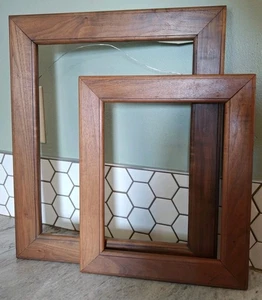 Vintage Holz BILDERRAHMEN Landhaus Kern Galerie Wandbild Deko 2er Set Glatt - Bild 1 von 12