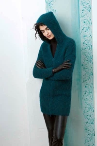 Lang Yarns YARA / MOHAIR TREND Strickanleitung Kapuzenjacke mit R - Bild 1 von 4