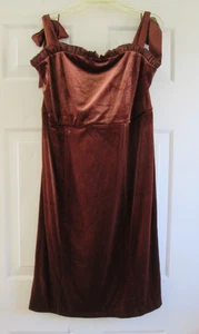 Abito Danielle Bernstein Macy's Holiday taglia 2x caldo marrone velluto spalline raso - Foto 1 di 6