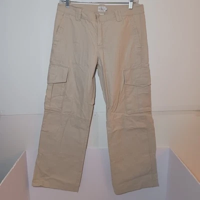 Pantalones cargo vintage años 90 Calvin Klein pierna ancha mujer Jr talla 7 marfil 29X28 Foto 1 de 4