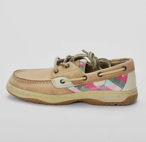 Zapato de barco Sperry Kids Bluefish rosa/verde lentejuelas a cuadros talla 2,5 - Imagen 1 de 5