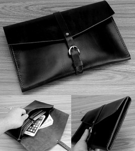 cow Leather file Folder pocket Messenger bag case Briefcase 30 x 24cm black z618