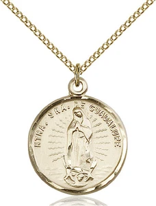 14K Gold Filled Our Lady Guadalupe Virgin Mary Medal Necklace Pendant - Picture 1 of 1