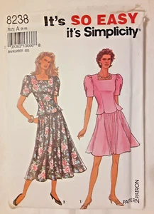 Vintage Simplicity Pattern 8238 Misses' 2 Peice Dress Sewing Project (H) - Picture 1 of 2