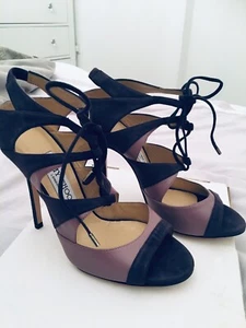 Authentic purple and lilac suede & leather Jimmy Choo heeled shoes size 4 EU 37 - Picture 1 of 5