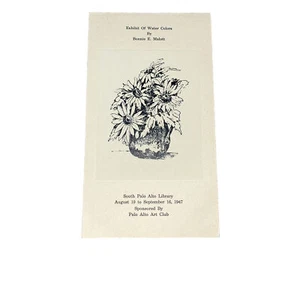 1947 Bonnie Malory Watercolor Art Exhibit Ephemera Palo Alto Art Club Invitation - Bild 1 von 6