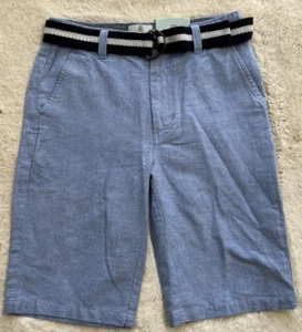 NWT Dillard's Class Club Boys 12 Shorts Oxford Blue w/ Belt Adjustable Waist - Picture 1 of 8