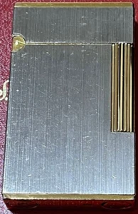 Working S.T. DUPONT Gas lighter Silver Gold LINE 2 without box - Picture 1 of 9