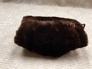 Vintage Pelz Muff Handwärmer Handtasche Tasche Clutch mit Riemen Griff Talon Reißverschluss & Ziehen Nerz? - Bild 1 von 23