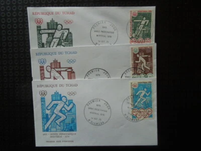 G1035 CHAD 1976   OLYMPICS  MONTREAL  3 X  FDC  SCARCE - Image 1 of 2