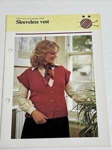 Sleeveless Vest Women's Knitting Pattern Card - Picture 1 of 4