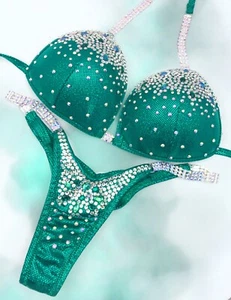 Emerald green Petite Bling NPC competition bikini - Picture 1 of 2