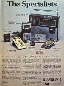 TMI Electrónico Ventas Incentivos Regalos de Negocios Reloj Radio Vintage Anuncio Impreso 1977 - Imagen 1 de 4