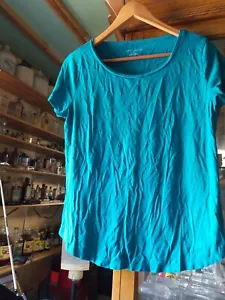 ANN TAYLOR WOMAN’S SIZE L SCOOP NECK GREEN SHORT SLEEVE TEE SHIRT - Picture 1 of 4