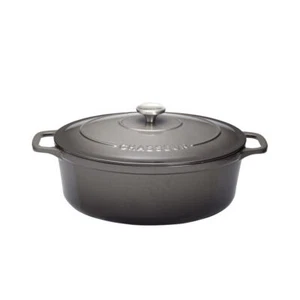 Cocotte ovale 29 cm chasseur gris caviar interieur noir fonte émaillée 37x23 cm - Imagen 1 de 1