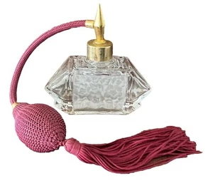 Vintage deutsches Bleikristall mattiertes Blumendesign Art Deco Glas Parfüm Flakon 4" T - Bild 1 von 13