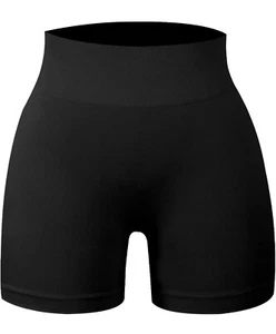 Women's High Waist Yoga Shorts Tummy Control Ultra-Stretch Fit- Medium- Black - Picture 1 of 4
