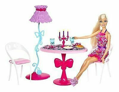 Mattel X7942 Barbie Glam Dining Room Furniture and Doll Set