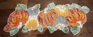 Sigrid Olsen BEADED/YARN FALL PUMPKIN TABLE RUNNER~Autumn Leaf*Thanksgiving - Picture 1 of 11