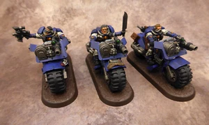 Warhammer 40k Space Marines Ultramarines Scout Bike Squad Well Painted - Picture 1 of 5