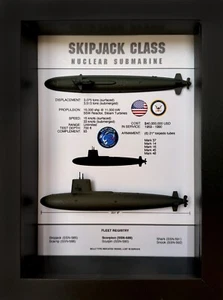 Skipjack Class Submarine Shadow Display Box, 6" x8", Black - Picture 1 of 5