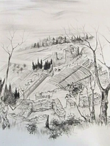 Lyon Théâtres de Lugdunum Pointe Sèche Originale 1967 R.W. Thomas   - Picture 1 of 4