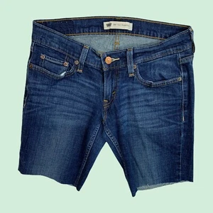 Pantalones cortos de mezclilla para mujer Levis 524 Superlow 28x8 lavado recortado elevación elásticos corte - Imagen 1 de 12