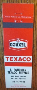 TEXACO GASOLINERA MATCHBOOK: L. FOURNIER (BELOEIL, QUEBEC) (PRINCIPIOS DE 1970) -F24 - Imagen 1 de 2