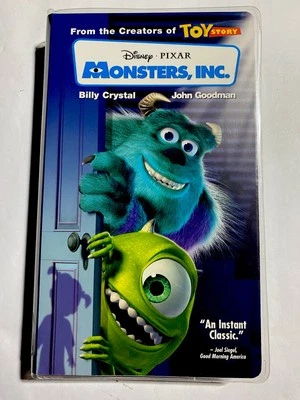 Disney Pixar MONSTERS, INC 2001 Blue VHS Tape Clear Clamshell Case READ - Image 1 of 3