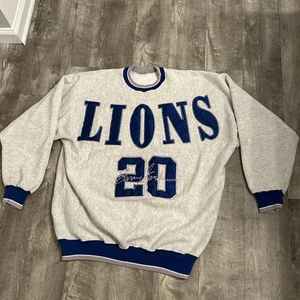 Vintage Detroit Lions 90’s Barry Sanders Satin Patch Grey Crewneck (L/XL) RARE! - Picture 1 of 24