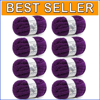 Vibrant Jumbo Chenille Yarn - 8 Pack, 25 Yards Each, Perfect for Cozy Blankets - Image 1 of 4