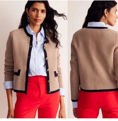 Boden Holly Knitted Camel Cotton Long Sleeve Button Blazer Career SZ 16-18 L EUC - Image 1 of 4