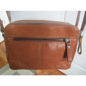 SPIKES & SPARROW  BROWN LEATHER HANDBAG WITH A MINI  GINGHAM LINING 6x8" - Picture 1 of 9