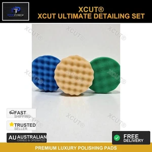 XCut® 6" Set of 3  Waffle Set Polishing Pad Hook Loop Hard Med Soft Detailing - Picture 1 of 7