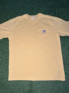 Carhartt Loose Fit Pocket T-Shirt Men’s Medium Yellow Workwear Tee USA - Picture 1 of 3