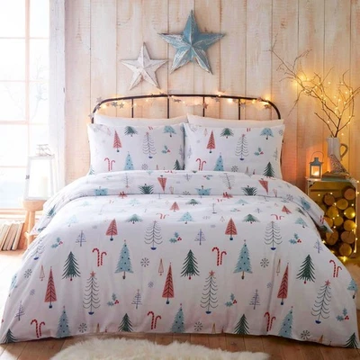 HOMEMAKER BEDDING Christmas Bedding Duvet Set Festive Winter Scandinavian Xmas Tree Design