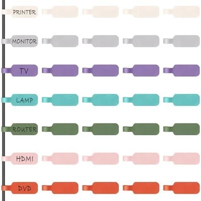 Cable Cord Labels 35pcs Multicolored Reusable Wire Tags - Image 1 of 4