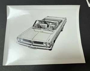 Pontiac LeMans 1963 convertible comunicado de prensa foto de un LeMans dibujado a mano - Imagen 1 de 2