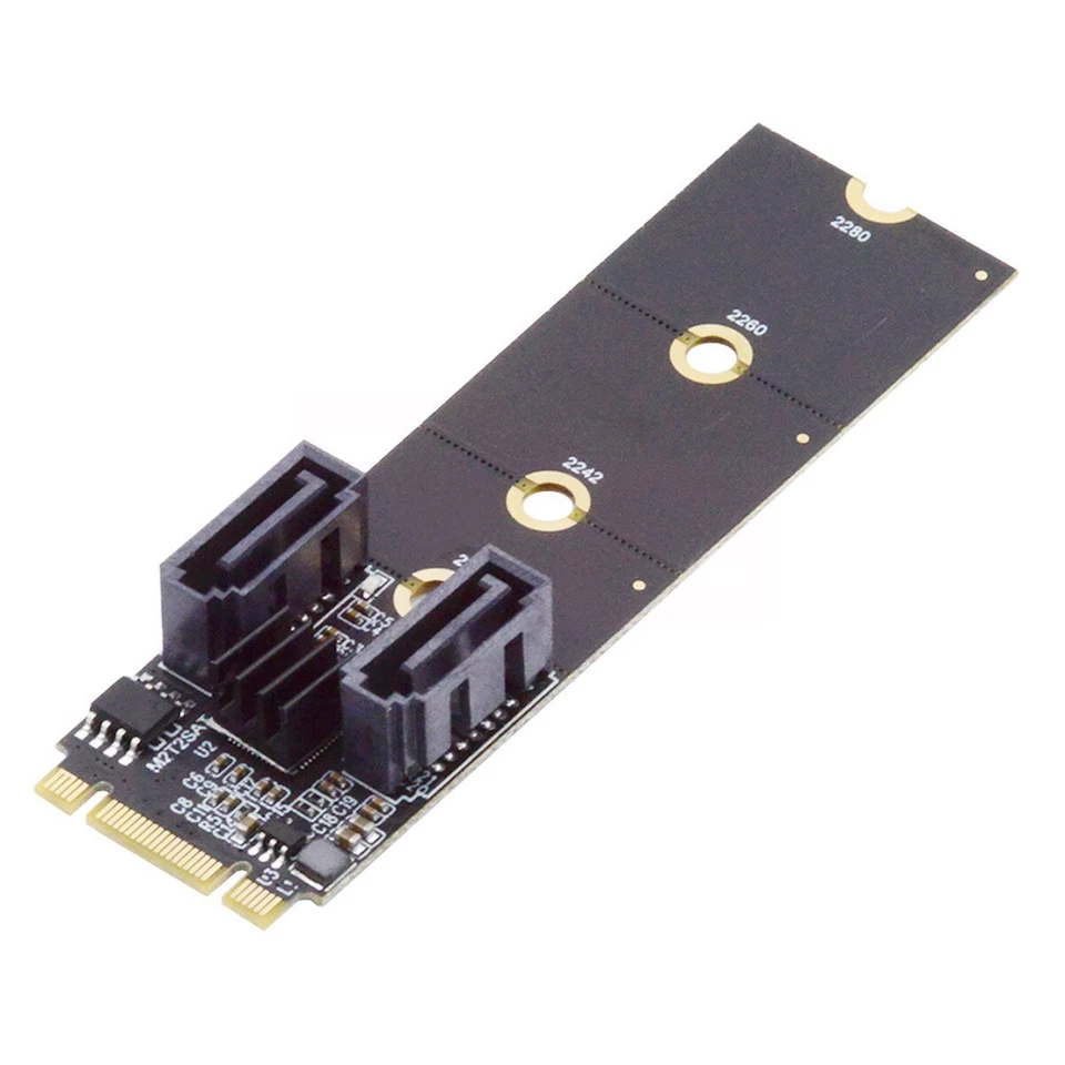NGFF Key B+M PCI Express 转 SATA 3.0 6Gbps 双端口垂直适配器驱动器 — 第 1/1 张图片
