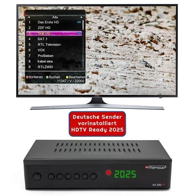 OPTICUM Ricevitore satellitare digitale HD FULL HDTV 1080 USB lettore multimediale HDMI SCART AX300+