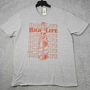 MILLER HIGH LIFE BEER SHIRT MEN XL Extra LARGE GRAY BREWING DRAFT Dad Camp NWT B - Picture 1 of 14