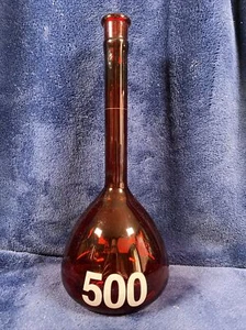 KIMAX Kimble Glass Red 500mL Volumetric Flask With Stopper - 92822 - Picture 1 of 8