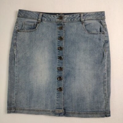 Falda corta informal RuffHewn para mujer 6 denim con botones Foto 1 de 4