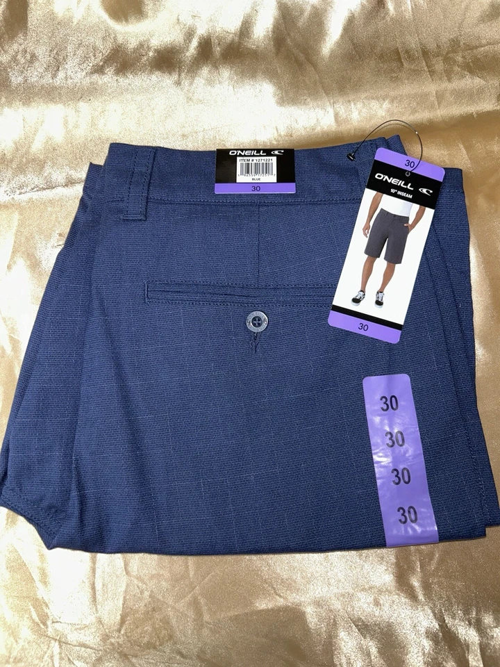 O'NEILL Drive size 30 Small Mens Stretch Chino Flat-Front Shorts in NAVY BLUE