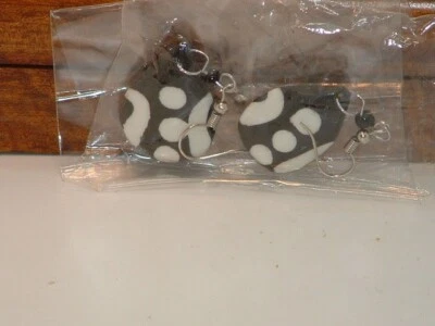 Nuevos pendientes de moda para mujer en blanco y negro lágrima hueso Foto 1 de 2